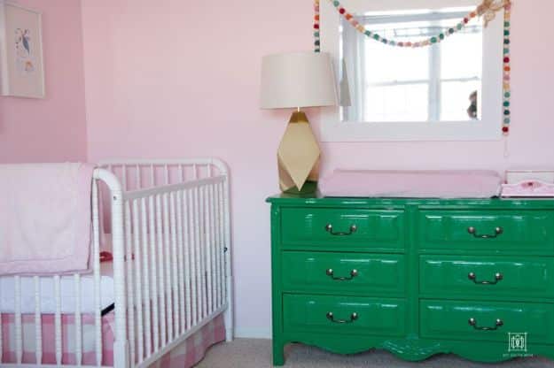 DIY Nursery Decor Ideas for Girls - DIY Crib Skirt - Cute Pink Room Decorations for Baby Girl - Crib Bedding, Changing Table, Organization Idea, Furniture and Easy Wall Art