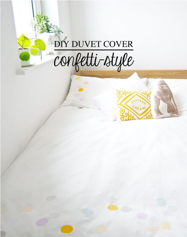 DIY Bedroom Decor Ideas - DIY Duvet Cover Confetti-Style - Easy Room Decor Projects for The Home -DIY Ideas for Your Room From Wall Art Idea, Bed and Bedding, Furniture