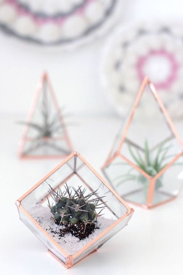 DIY Bedroom Decor Ideas - DIY Glass Terrariums - Easy Room Decor Projects for The Home - Cheap Farmhouse Crafts, Wall Art Idea, Bed and Bedding, Furniture