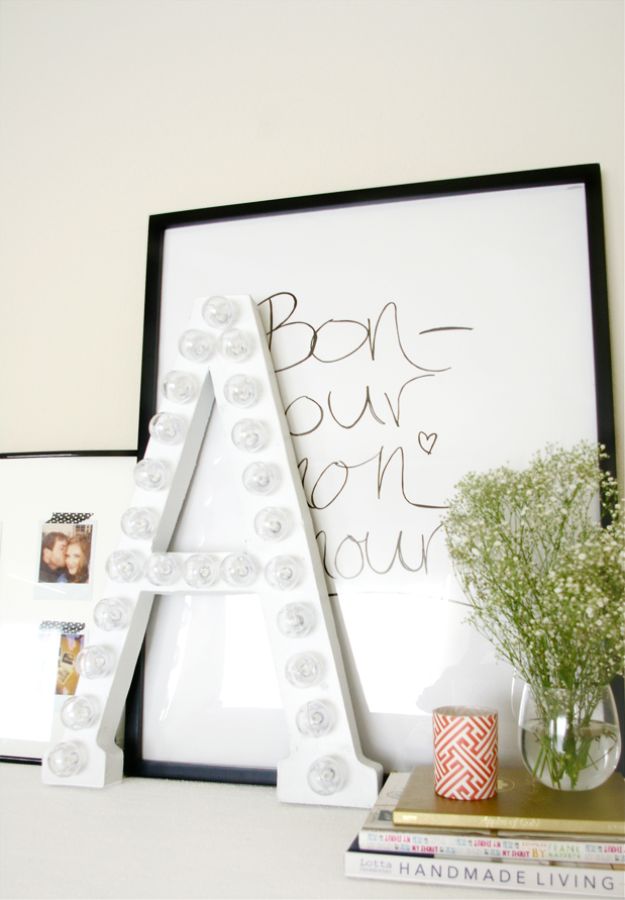 DIY Bedroom Decor Ideas - DIY Marquee Letters From Cardboard - Easy Room Decor Projects for The Home - Cheap Farmhouse Crafts, Wall Art Idea, Bed and Bedding, Furniture