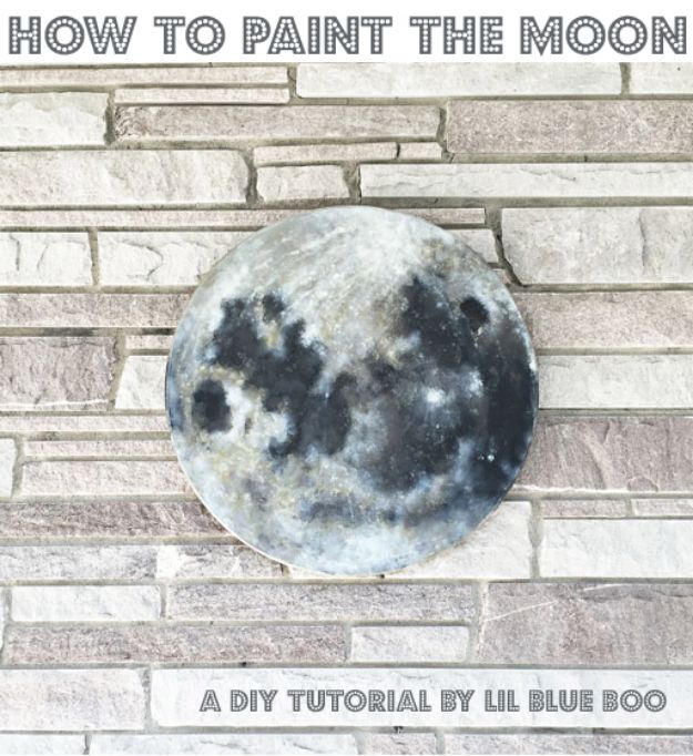 DIY Nursery Decor Ideas for Boys - DIY Moon Painting - Cute Blue Room Decorations for Baby Boy- Crib Bedding, Changing Table, Organization Idea, Furniture and Easy Wall Art