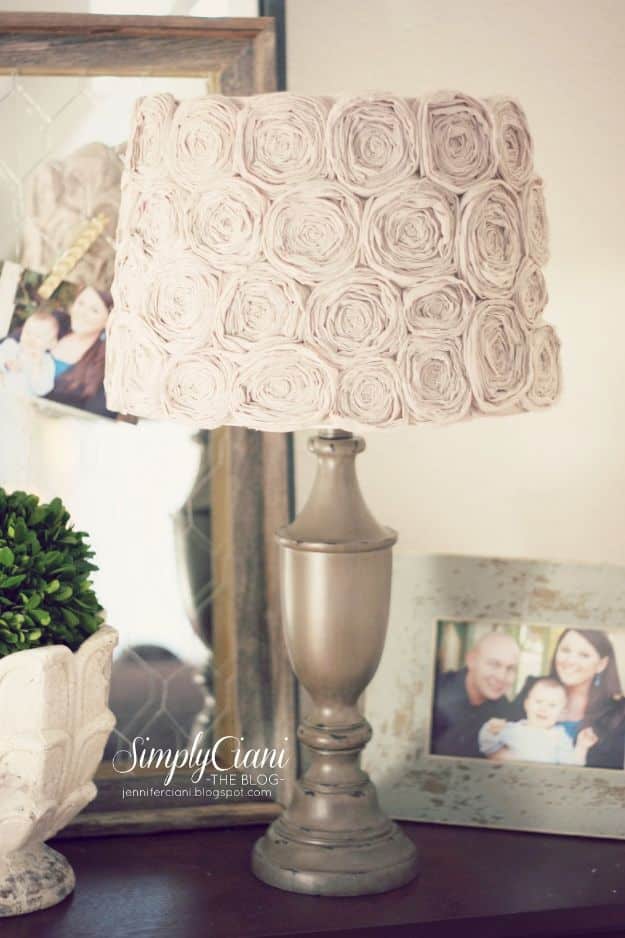 DIY Nursery Decor Ideas for Girls - DIY Shabby Chic Rosette Lampshade - Cute Pink Room Decorations for Baby Girl - Crib Bedding, Changing Table, Organization Idea, Furniture and Easy Wall Art