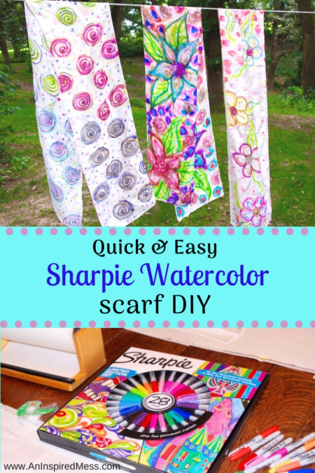 Fun DIY Ideas for Adults - DIY Sharpie Tie Dye Scarf - Easy Crafts and Gift Ideas , Cool Projects That Are Fun to Make - Crafts Idea for Men and Women 