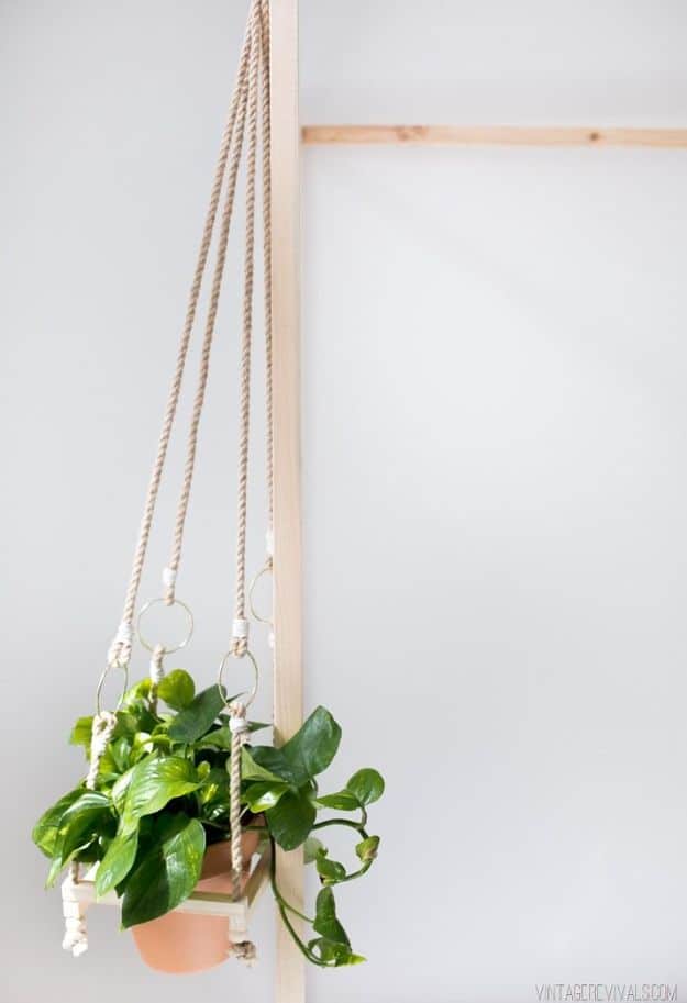 DIY Bedroom Decor Ideas - DIY Simple Boho Hanging Planter - Easy Room Decor Projects for The Home - Cheap Farmhouse Crafts, Wall Art Idea, Bed and Bedding, Furniture