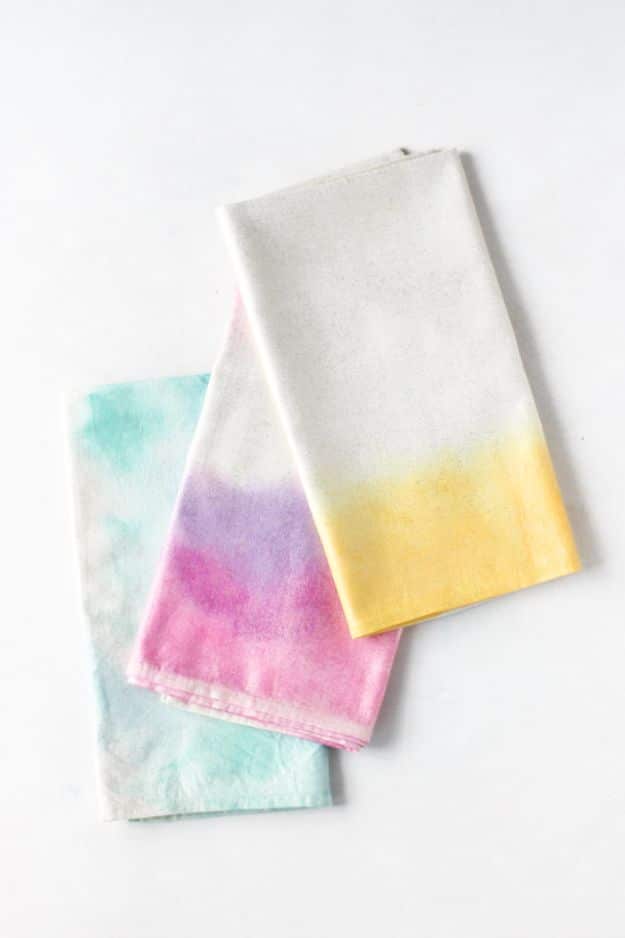 Fun DIY Ideas for Adults - DIY Watercolor Napkins - Easy Crafts and Gift Ideas , Cool Projects That Are Fun to Make - Crafts Idea for Men and Women 