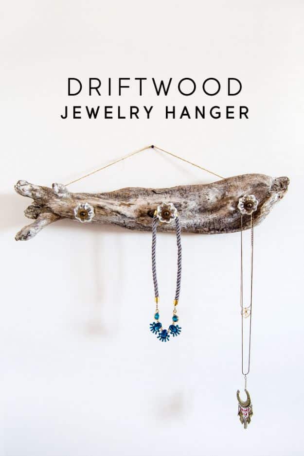 DIY Bedroom Decor Ideas - Driftwood Jewelry Hanger - Easy Room Decor Projects for The Home - Cheap Farmhouse Crafts, Wall Art Idea, Bed and Bedding, Furniture