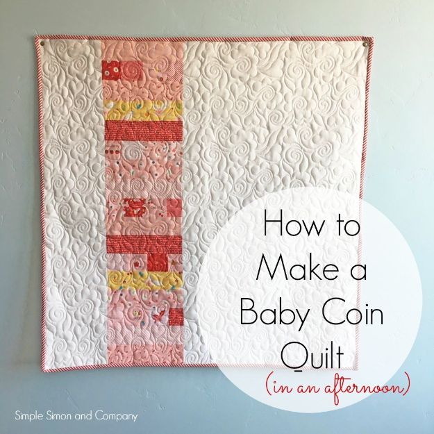 Easy Quilt Ideas for Beginners - Easy Baby Coin Quilt - Free Quilt Patterns and Simple Projects With Fat Quarters - How to Make Baby Blankets, Table Runners, Jelly Rolls