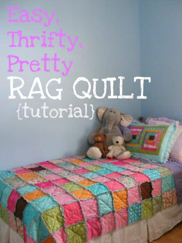 Easy Quilt Ideas for Beginners - Easy, Thrifty, Pretty Rag Quilt - Free Quilt Patterns and Simple Projects With Fat Quarters - How to Make Baby Blankets, Table Runners, Jelly Rolls