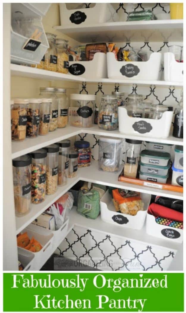 DIY Pantry Organizing Ideas - Fabulously Organized Kitchen Pantry - Easy Organization for the Kitchen Pantry - Cheap Shelving and Storage Jars, Labels, Containers, Baskets to Organize Cans and Food, Spices