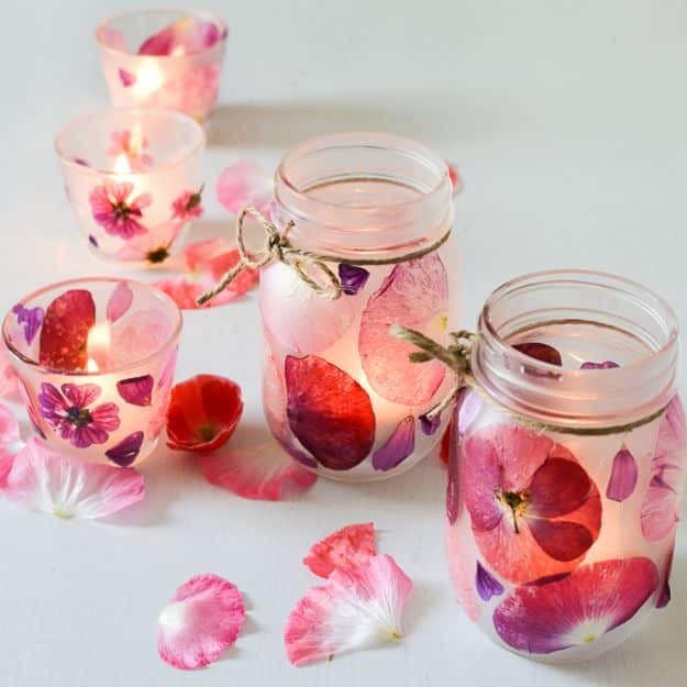 Cool Craft for Teen or Adult to Make - Fun DIY Ideas for Adults - Flower Petal Candle Holders - Easy Crafts and Gift Ideas , Cool Projects That Are Fun to Make - Crafts Idea for Men and Women 