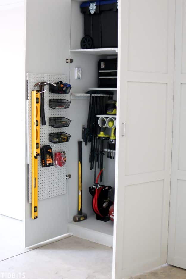 DIY Garage Organization Ideas - Garage Storage Cabinets - Cheap Ways to Organize Garages on A Budget - Ideas for Storage, Storing Tools, Small Spaces, DYI Shelves, Organizing Hacks