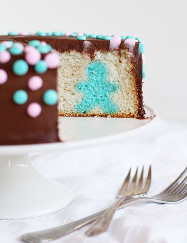 Baby Shower Cakes DIY - Gender Reveal Surprise Inside Cake - Easy Cake Recipes and Cupcakes to Make For Babies Showers - Ideas for Boys and Girls, Neutral, for Twins