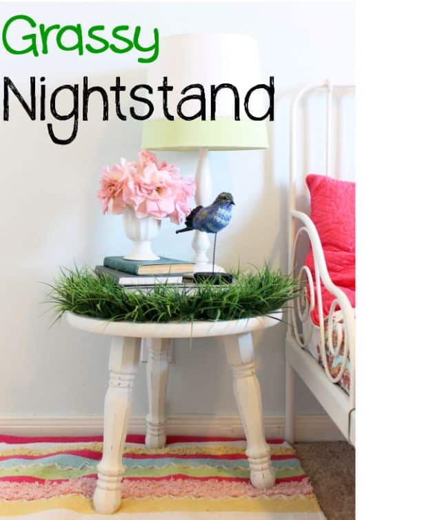 DIY Nursery Decor Ideas for Girls - Grassy Nightstand Makeover - Cute Pink Room Decorations for Baby Girl - Crib Bedding, Changing Table, Organization Idea, Furniture and Easy Wall Art