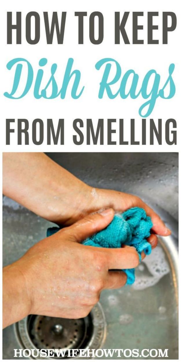 Laundry Hacks - Keep Dish Rags From Smelling - Cool Tips for Busy Moms and Laundry Lifehacks - Laundry Room Organizing Ideas, Storage and Makeover - Folding, Drying, Cleaning and Stain Removal Tips for Clothes - How to Remove Stains, Paint, Ink and Smells - Whitening Tricks and Solutions - DIY Products and Recipes for Clothing Soaps 