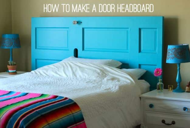 DIY Bedroom Decor Ideas - Make A Door Headboard - Easy Room Decor Projects for The Home - Cheap Farmhouse Crafts, Wall Art Idea, Bed and Bedding, Furniture