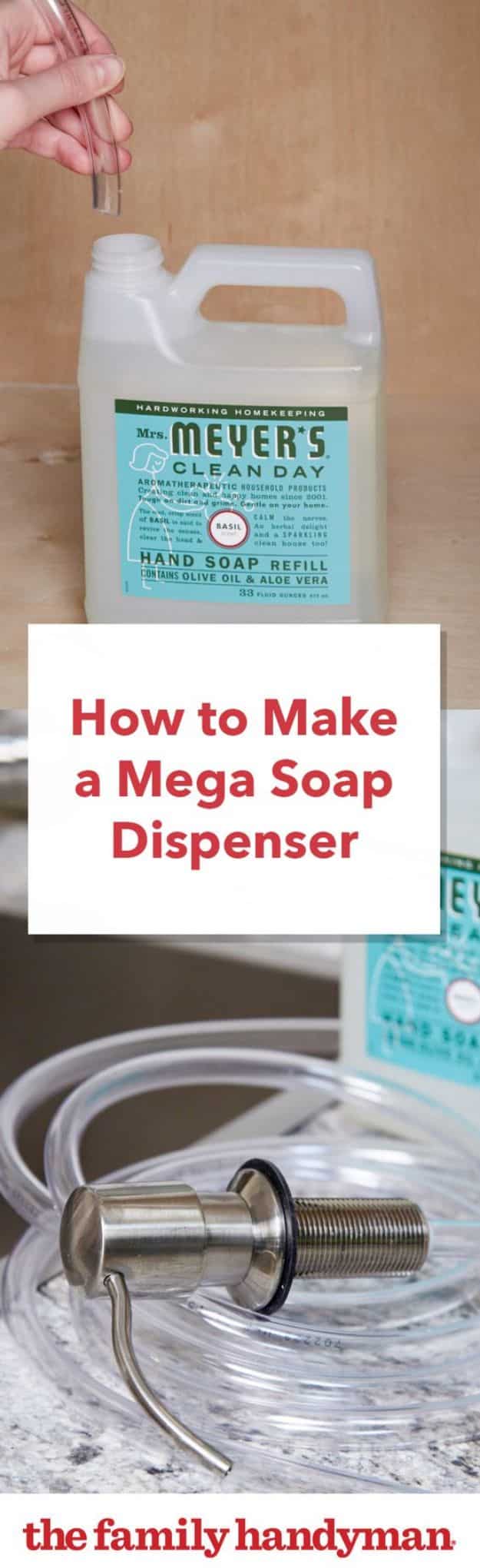 DIY Soap Dispensers - Make a Mega Soap Dispenser - Easy Soap Dispenser Ideas to Make for Kitchen, Bathroom - Mason Jar Idea, Cute Crafts to Make and Sell, Kids Bath Decor