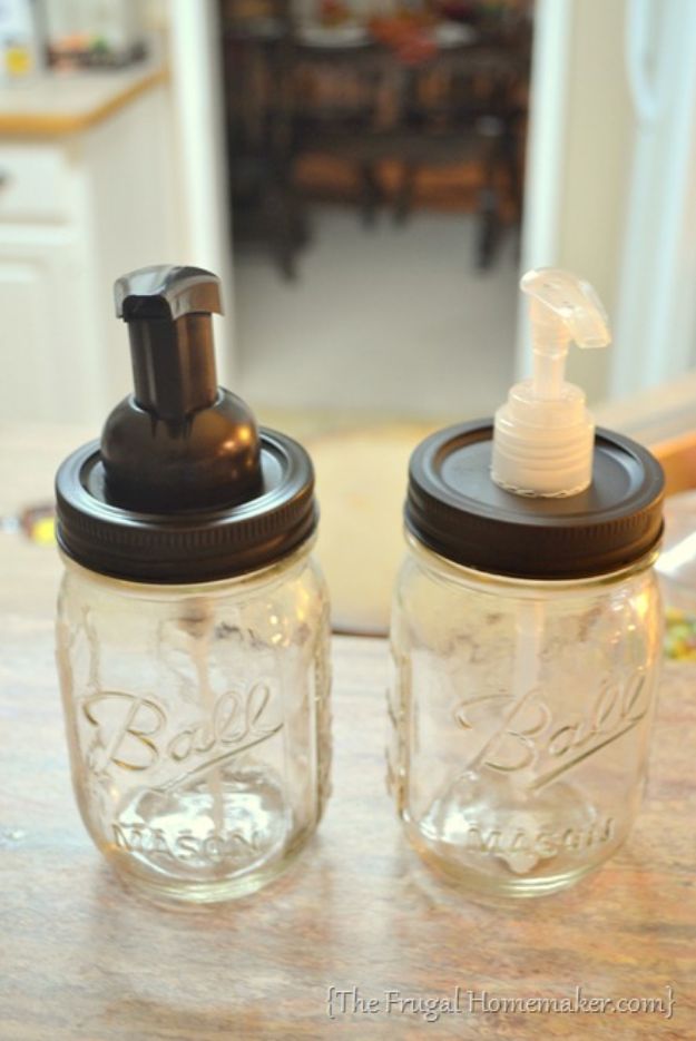 DIY Soap Dispensers - Mason Jar Soap Dispenser - Easy Soap Dispenser Ideas to Make for Kitchen, Bathroom - Mason Jar Idea, Cute Crafts to Make and Sell, Kids Bath Decor
