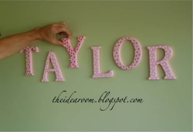 DIY Nursery Decor Ideas for Girls - Name Wall Hanging - Cute Pink Room Decorations for Baby Girl - Crib Bedding, Changing Table, Organization Idea, Furniture and Easy Wall Art