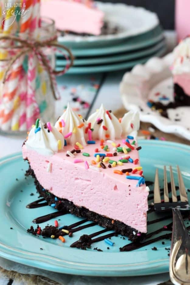Baby Shower Cakes DIY - No Bake Strawberry Milkshake Cheesecake - Easy Cake Recipes and Cupcakes to Make For Babies Showers - Ideas for Boys and Girls, Neutral, for Twins