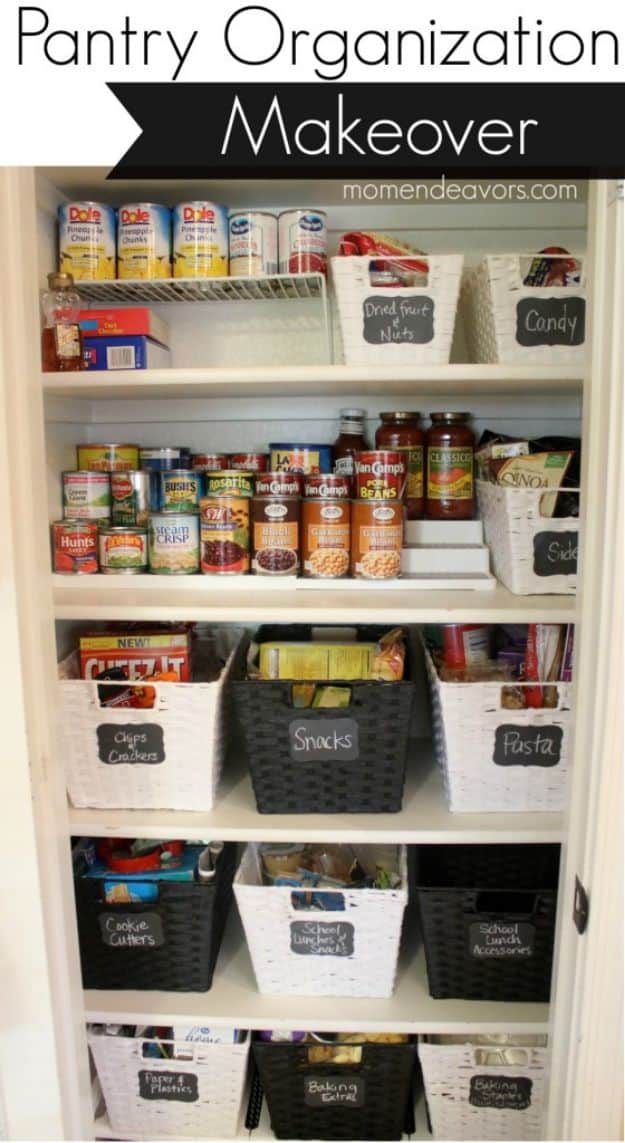 DIY Pantry Organizing Ideas - Pantry Organization Makeover - Easy Organization for the Kitchen Pantry - Cheap Shelving and Storage Jars, Labels, Containers, Baskets to Organize Cans and Food, Spices