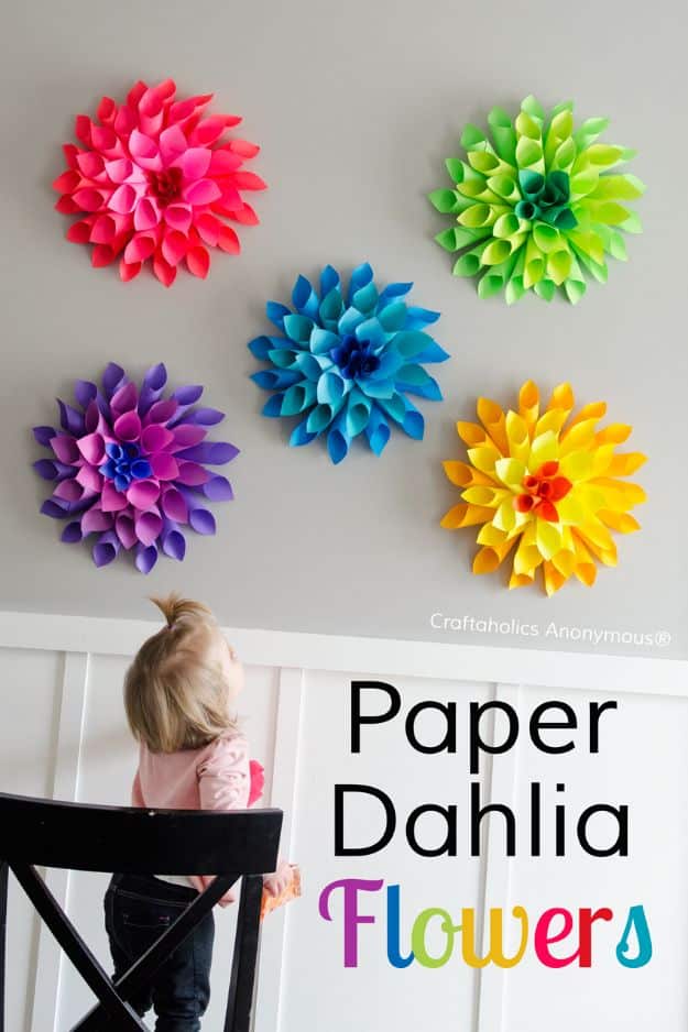 DIY Nursery Decor Ideas for Girls - Paper Dahlia Flowers - Cute Pink Room Decorations for Baby Girl - Crib Bedding, Changing Table, Organization Idea, Furniture and Easy Wall Art