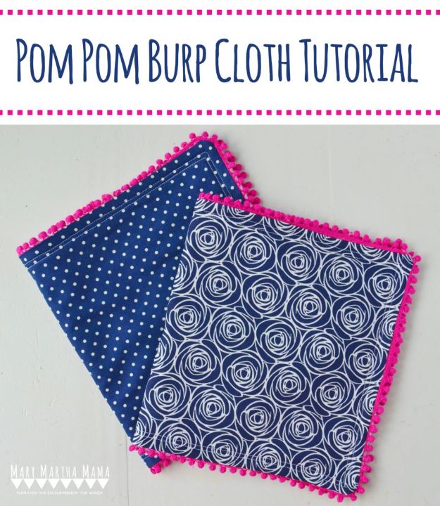 Sewing Projects to Make and Sell - Pom Pom Burp Cloth - Easy Things to Sew and Sell on Etsy and Online Shops - DIY Sewing Crafts With Free Pattern and Tutorial