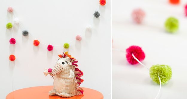 DIY Nursery Decor Ideas for Girls - Pom Pom Garland - Cute Pink Room Decorations for Baby Girl - Crib Bedding, Changing Table, Organization Idea, Furniture and Easy Wall Art