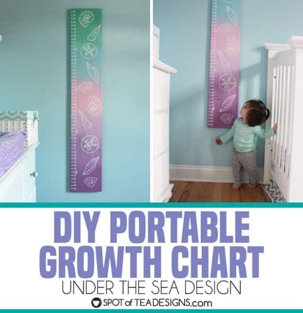 DIY Nursery Decor Ideas for Girls - Seashell Growth Chart - Cute Pink Room Decorations for Baby Girl - Crib Bedding, Changing Table, Organization Idea, Furniture and Easy Wall Art