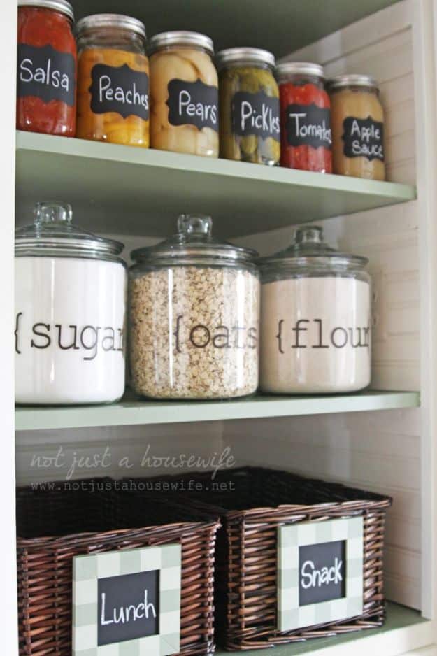 DIY Pantry Organizing Ideas - Simple Pantry Makeover - Easy Organization for the Kitchen Pantry - Cheap Shelving and Storage Jars, Labels, Containers, Baskets to Organize Cans and Food, Spices