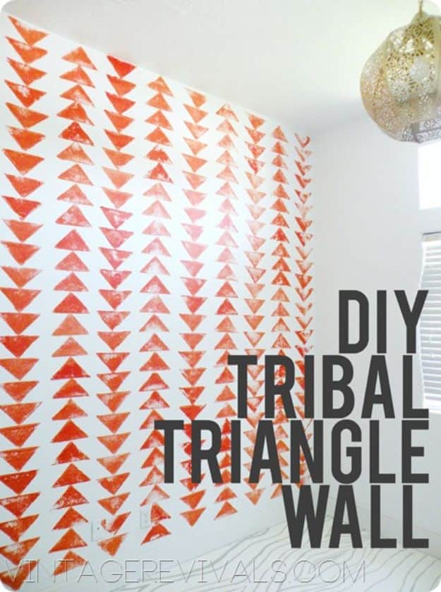 DIY Nursery Decor Ideas for Boys - Stamped Tribal Triangle Chain Wall - Cute Blue Room Decorations for Baby Boy- Crib Bedding, Changing Table, Organization Idea, Furniture and Easy Wall Art