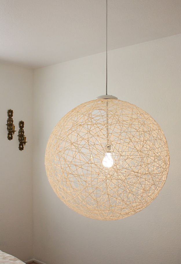 DIY Bedroom Decor Ideas - String Pendant Light - Easy Room Decor Projects for The Home - Cheap Farmhouse Crafts, Wall Art Idea, Bed and Bedding, Furniture