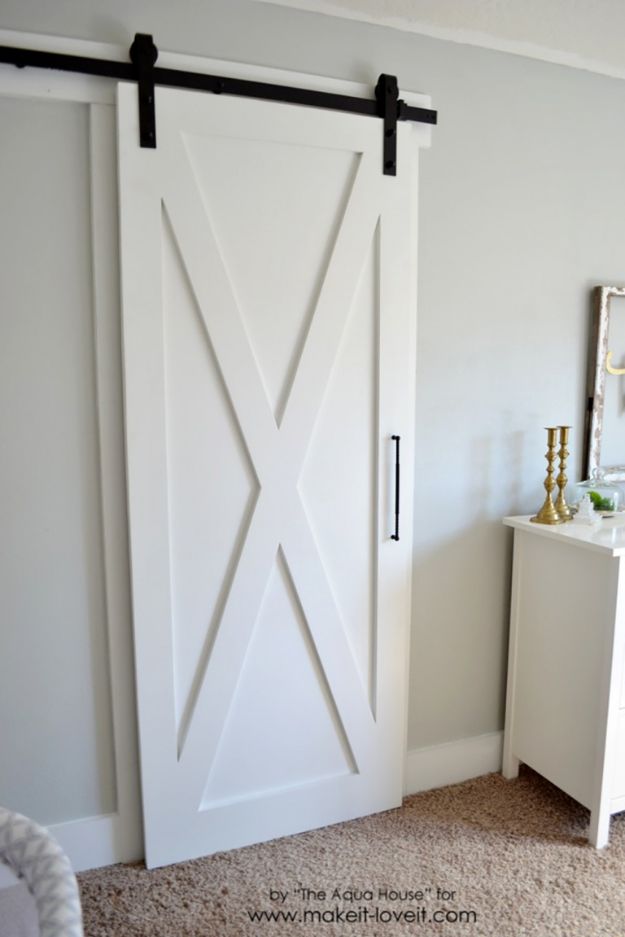 DIY Bedroom Decor Ideas - Super Simple Barn Door - Easy Room Decor Projects for The Home - Cheap Farmhouse Crafts, Wall Art Idea, Bed and Bedding, Furniture