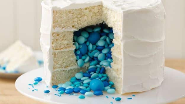 Baby Shower Cakes DIY - Surprise on the Inside Gender Reveal Cake - Easy Cake Recipes and Cupcakes to Make For Babies Showers - Ideas for Boys and Girls, Neutral, for Twins