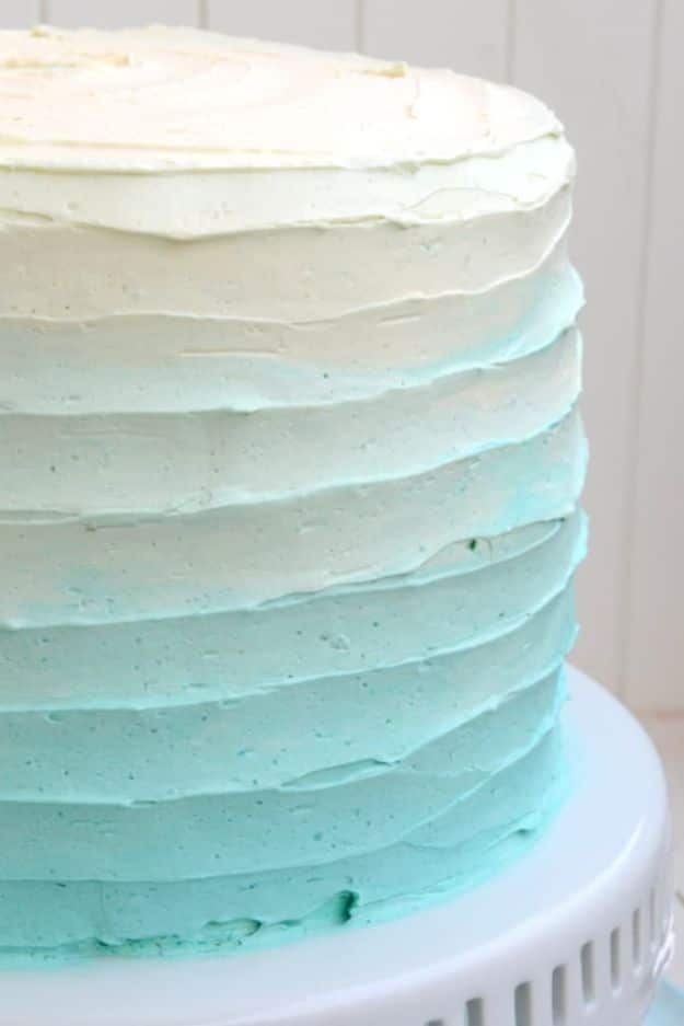 Baby Shower Cakes DIY - Vanilla White Cake with Ombre Swiss Meringue Buttercream - Easy Cake Recipes and Cupcakes to Make For Babies Showers - Ideas for Boys and Girls, Neutral, for Twins