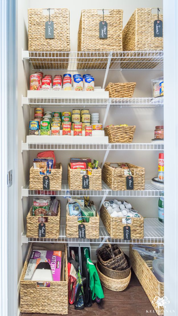 DIY Pantry Organizing Ideas - Wire Shelving Organization - Easy Organization for the Kitchen Pantry - Cheap Shelving and Storage Jars, Labels, Containers, Baskets to Organize Cans and Food, Spices