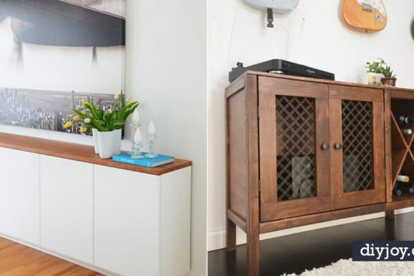 DIY Sideboards - Easy Furniture Ideas to Make On A Budget - DYI Side Board Tutorial for Makeover, Building Wooden Home Decor