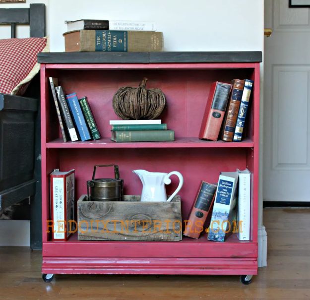 DIY Bookshelf Ideas - Attach Wheels to the Base - DYI Bookshelves and Projects - Easy and Cheap Home Decor Idea for Bedroom, Living Room - Step by Step tutorial #diy #diyideas #diydecor #homedecor