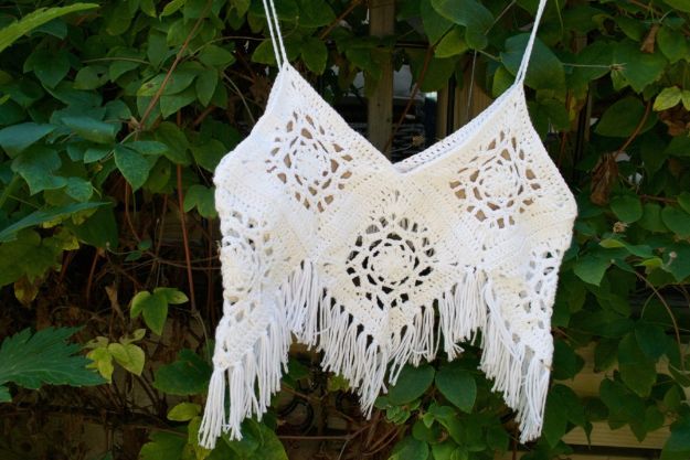 DIY Boho Clothes and Jewelry - Boho Crochet Crop Top DIY - How to Make Easy Boho Fashion On A Budget - Edgy Homemade Hippe Clothing Ideas for Summer, Winter, Spring and Fall