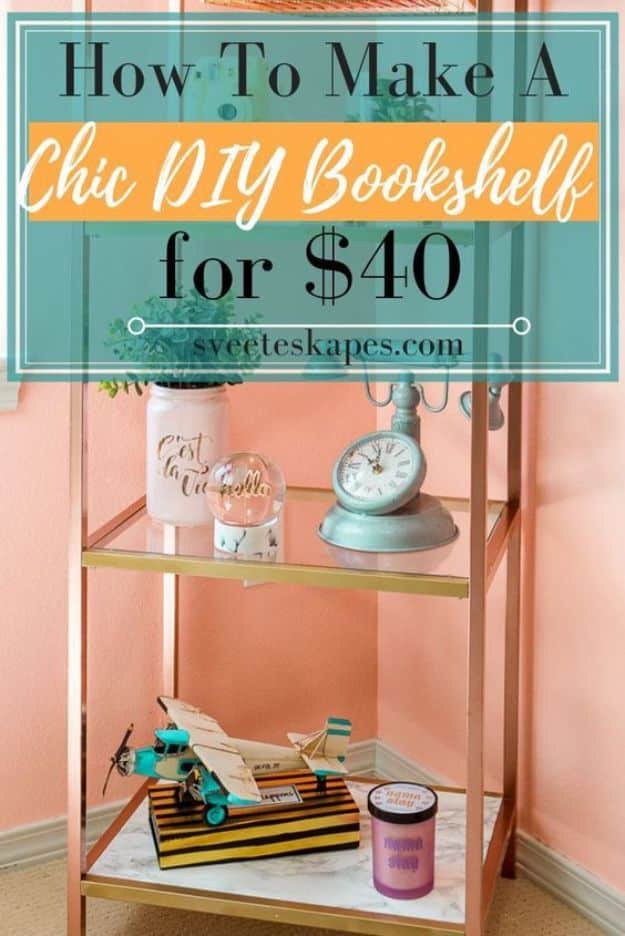 DIY Bookshelf Ideas - Cheap DIY Bookshelf for $40 - DYI Bookshelves and Projects - Easy and Cheap Home Decor Idea for Bedroom, Living Room - Step by Step tutorial #diy #diyideas #diydecor #homedecor