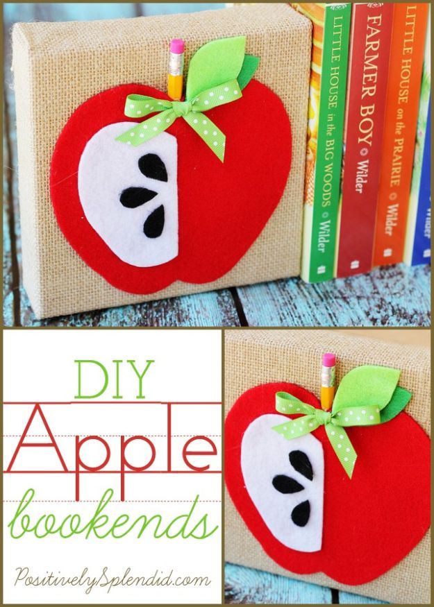 DIY Apple Crafts | DIY Apple Bookends - Cute and Easy DIY Ideas With Apples - Painting, Mason Jars, Home Decor