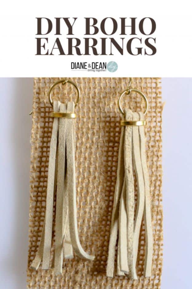 DIY Boho Clothes and Jewelry - DIY Boho Style Earrings - How to Make Easy Boho Fashion On A Budget - Edgy Homemade Hippe Clothing Ideas for Summer, Winter, Spring and Fall