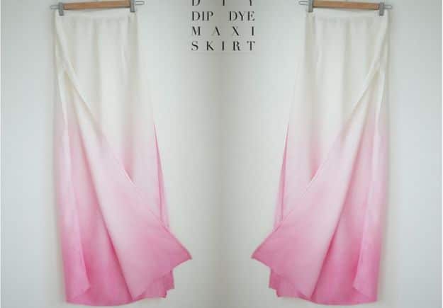 DIY Boho Clothes and Jewelry - DIY Dip-Dye Side Split Maxi Skirt - How to Make Easy Boho Fashion On A Budget - Edgy Homemade Hippe Clothing Ideas for Summer, Winter, Spring and Fall
