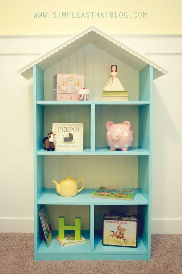 DIY Bookshelves - DIY Dollhouse Bookshelf - Easy Book Shelf Ideas to Build for Cheap Home Decor - Tutorials and Plans, Best IKEA Hacks, Rustic Farmhouse and Mid Century Modern