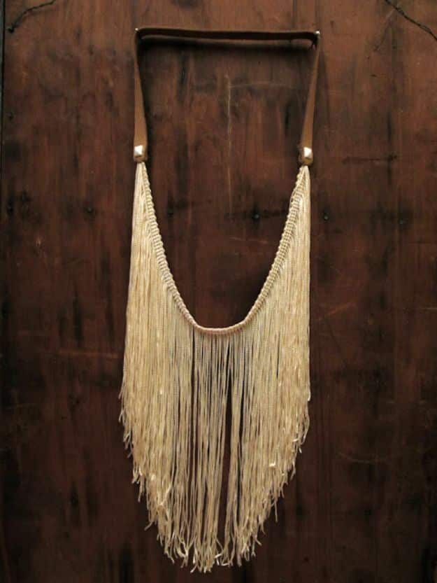 DIY Boho Clothes and Jewelry - DIY Fringe Studded Leather Necklace - How to Make Easy Boho Fashion On A Budget - Edgy Homemade Hippe Clothing Ideas for Summer, Winter, Spring and Fall