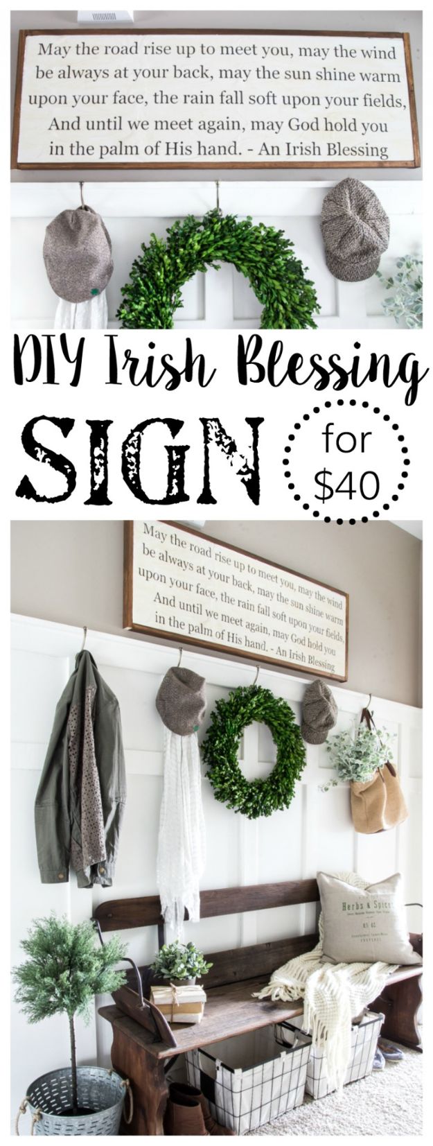 DIY Signs To Make For Your Home | DIY Irish Blessing Sign - Rustic Wall Art Ideas and Homemade Sign for Bedroom, Kitchen, Farmhouse Decor | Stencil Pallet and Distressed Vintage