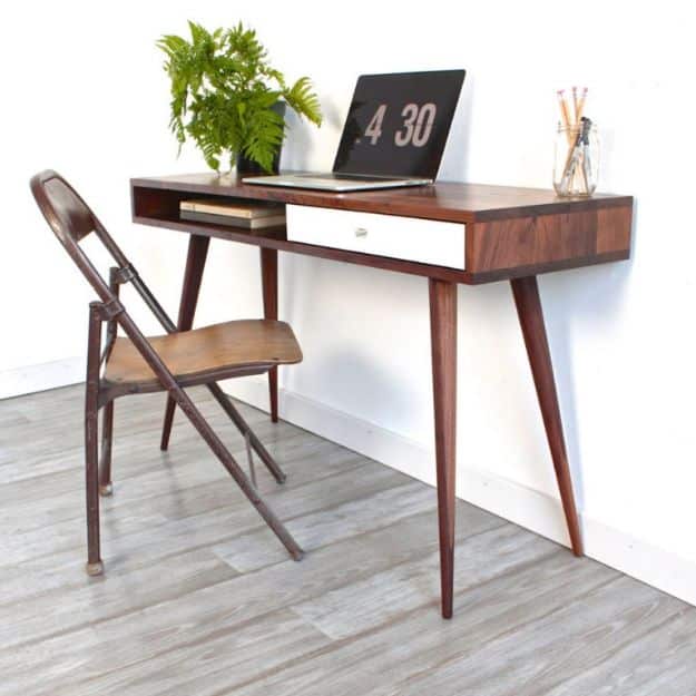 DIY Midcentury Modern Decor Ideas - DIY Mid-Century Modern Desk - DYI Mid Centurty Modern Furniture and Home Decorations - Chairs, Sofa, Wall Art , Shelves, Bedroom and Living Room