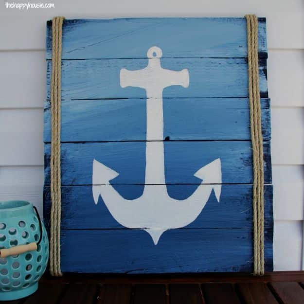 DIY Signs To Make For Your Home | DIY Pallet Anchor Sign - Rustic Wall Art Ideas and Homemade Sign for Bedroom, Kitchen, Farmhouse Decor | Stencil Pallet and Distressed Vintage