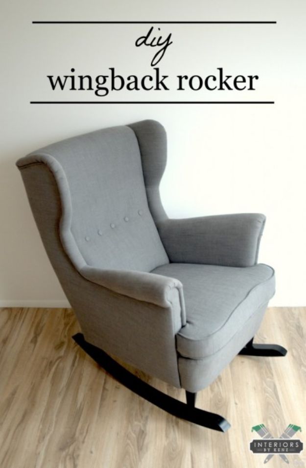DIY Midcentury Modern Decor Ideas - DIY Wingback Rocker - DYI Mid Centurty Modern Furniture and Home Decorations - Chairs, Sofa, Wall Art , Shelves, Bedroom and Living Room