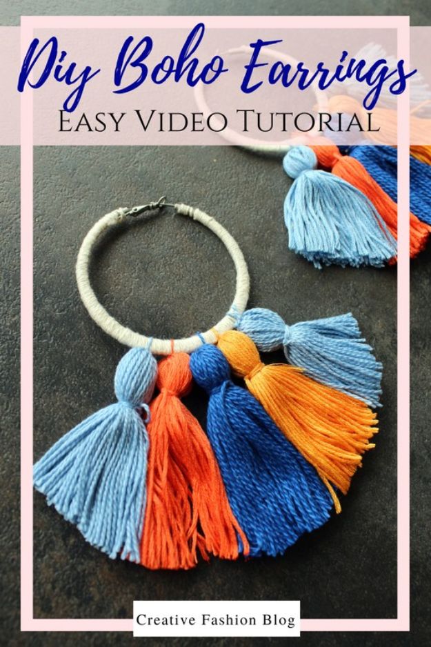 DIY Boho Clothes and Jewelry - Easy DIY Boho Tassel Earrings - How to Make Easy Boho Fashion On A Budget - Edgy Homemade Hippe Clothing Ideas for Summer, Winter, Spring and Fall