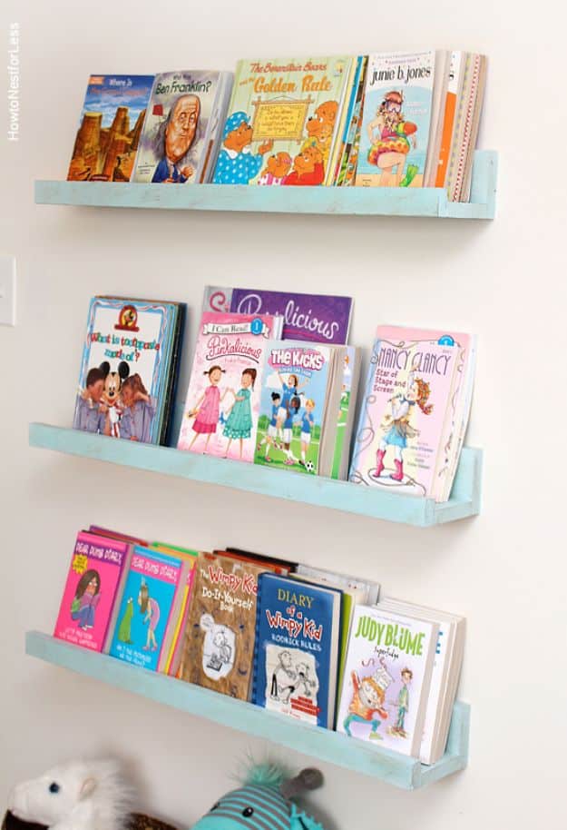 DIY Bookshelves - Easy DIY Bookshelf Ledges - Easy Book Shelf Ideas to Build for Cheap Home Decor - Tutorials and Plans, Best IKEA Hacks, Rustic Farmhouse and Mid Century Modern